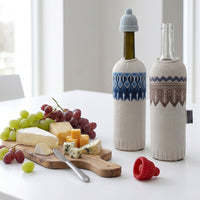 Monkey Business flessenhoes en wijnstopper Wine Knits set van 4 - rood/grijs