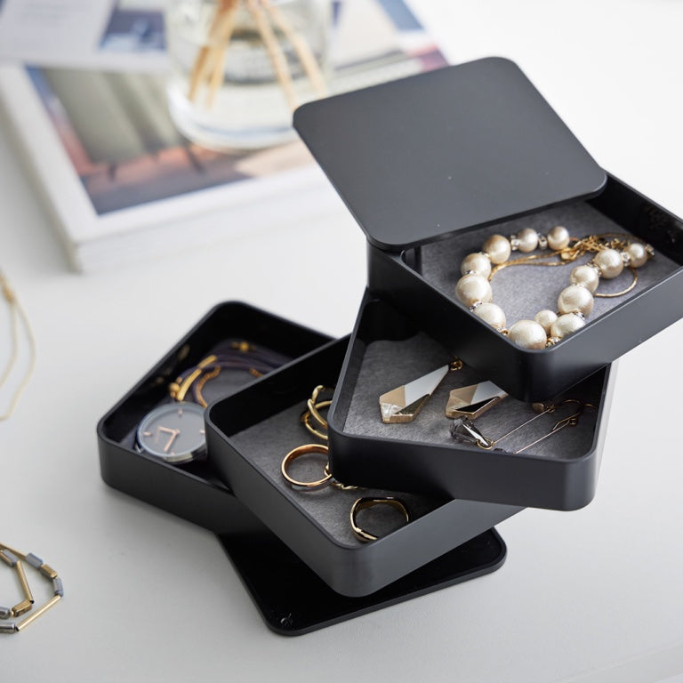 Yamazaki Tower Jewelry Organizer Square 4-Tier Black