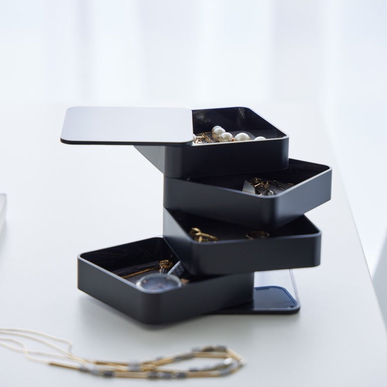 Yamazaki Tower Jewelry Organizer Square 4-Tier Black