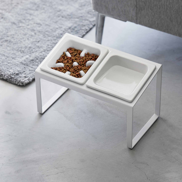 Yamazaki Nooks Slow Feeder Slanted and Standard Feeder - White