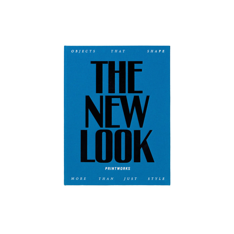 Printworks sieradenbox New Look in diepblauw linnen met zwarte typografie en luxe uitstraling.