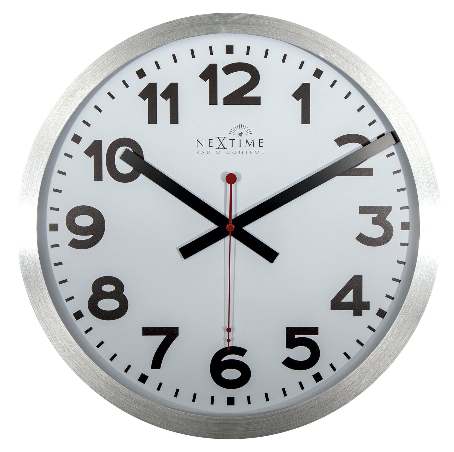 NeXtime Wandklok - 35 cm - Aluminium - 'Station radiogestuurde (DCF) cijfers'