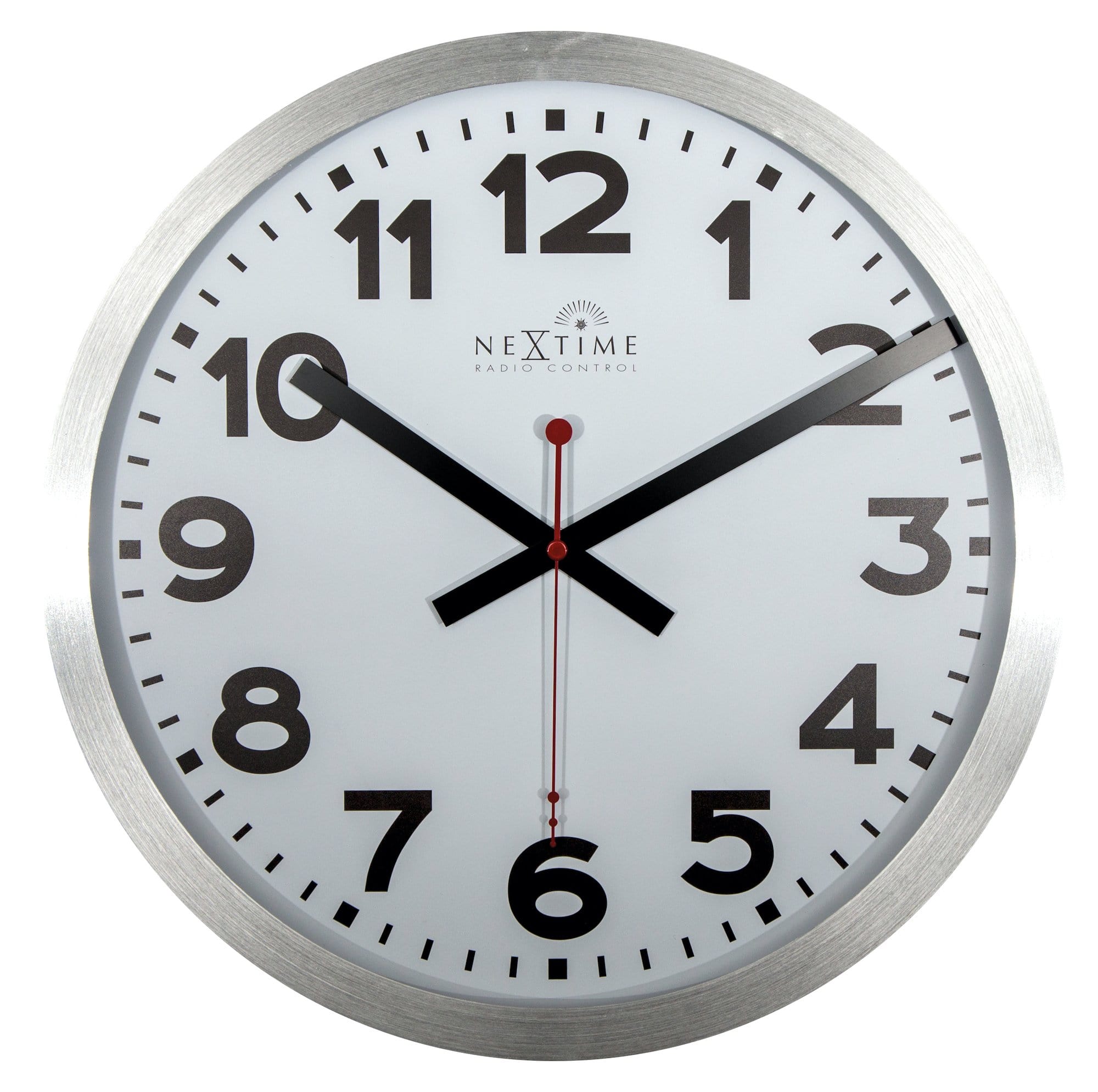 NeXtime Wandklok - 35 cm - Aluminium - 'Station radiogestuurde (DCF) cijfers'