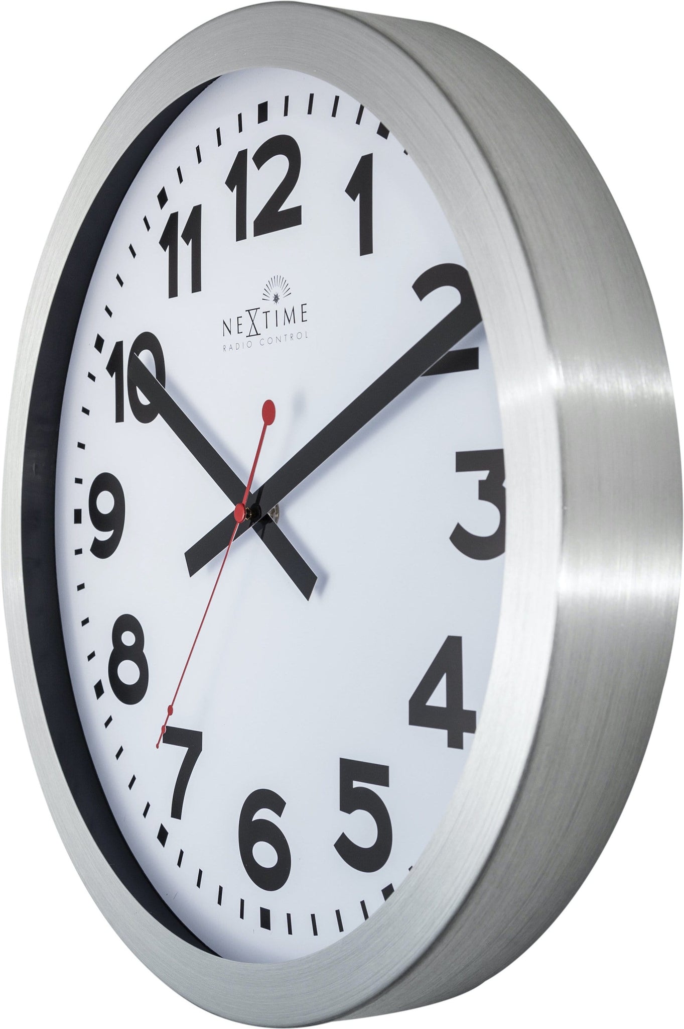 NeXtime Wandklok - 35 cm - Aluminium - 'Station radiogestuurde (DCF) cijfers'