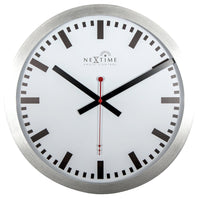 NeXtime Wandklok - 35 cm - aluminium - 'Station radiogestuurd (DCF) streep'