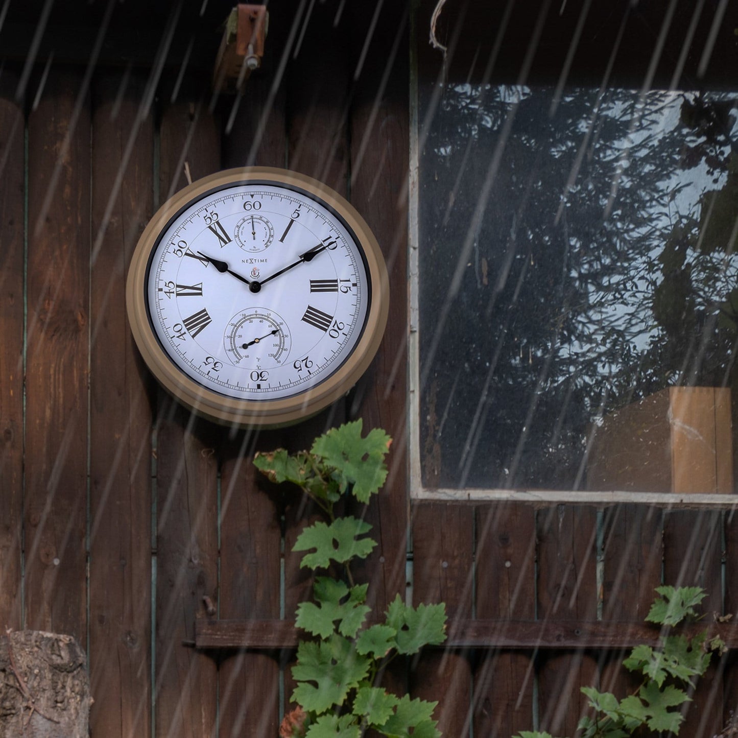 NeXtime Wetterstation - Wanduhr - 40,5 cm - Metall - Hyazinthe