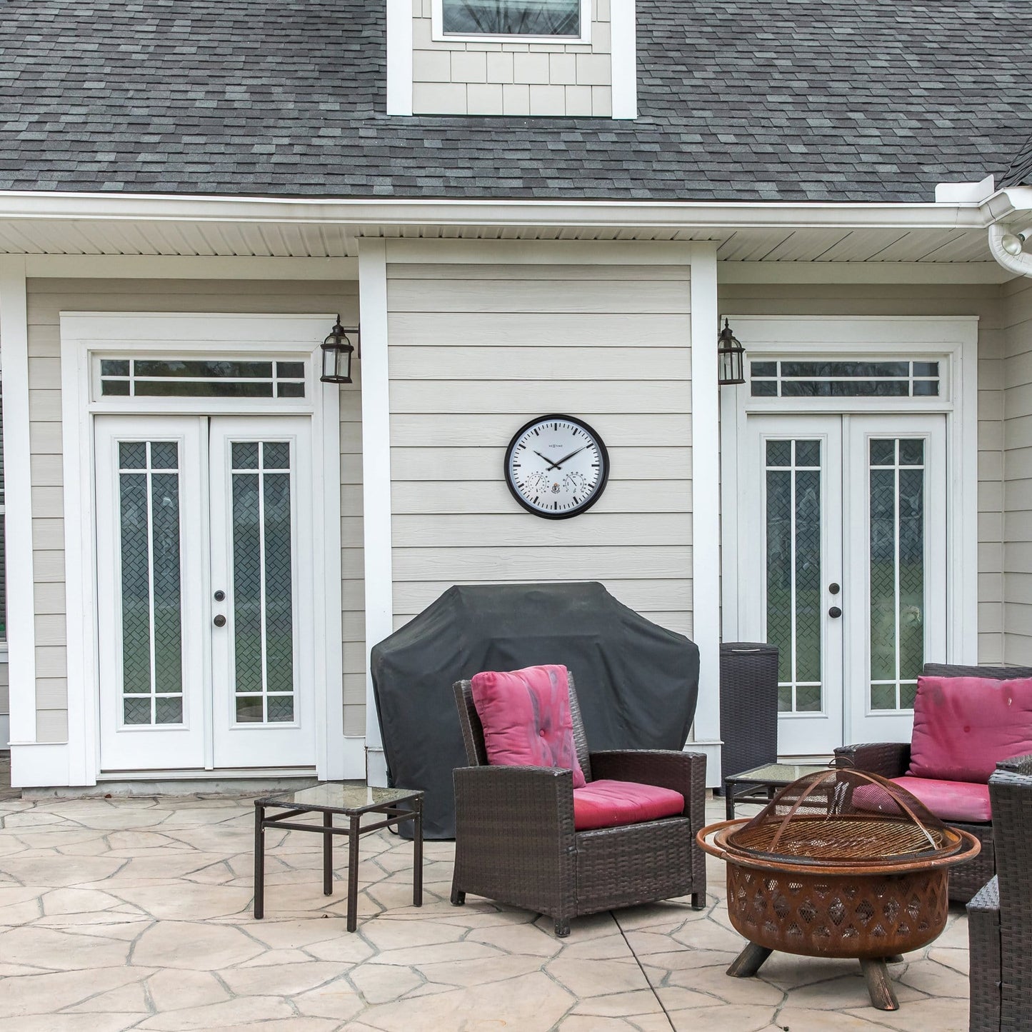 NeXtime Weerstation - Wandklok - Weerbestendig - 50,5 cm en Zonnebloem