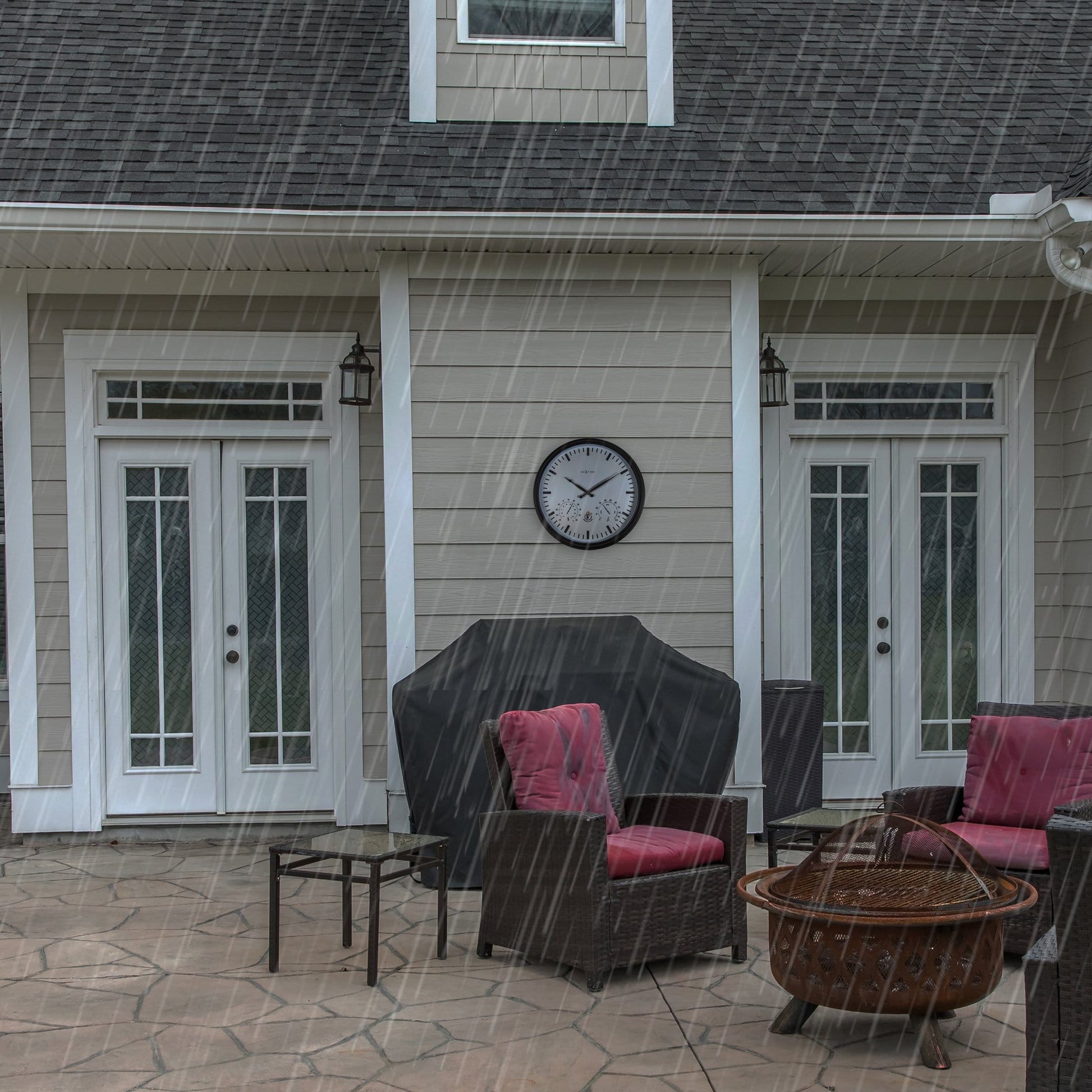 NeXtime Weerstation - Wandklok - Weerbestendig - 50,5 cm en Zonnebloem