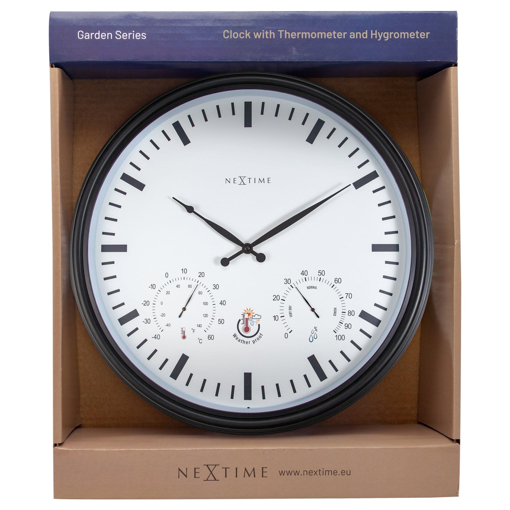 NeXtime Weerstation - Wandklok - Weerbestendig - 50,5 cm en Zonnebloem