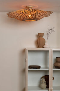 Good&amp;Mojo Ceiling lamp Madura bamboo/shade ø87x20cm wet/brown, L