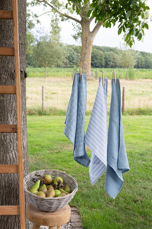 Walra Kitchen Set Dry Cubes Uni, Stripes &amp; Blocks 3-piece - Jeans Blue