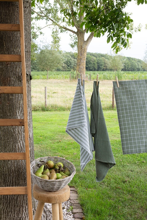 Walra Kitchen Set Dry Cubes Uni, Stripes &amp; Blocks 3-piece - Army Green