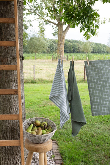 Walra Keukenset Dry Cubes Uni, Stripes & Blocks 3-delig - Legergroen