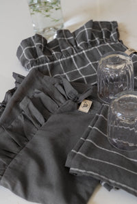 Walra Keukenset Lovely Linen Ruffles 3-delig - Antraciet