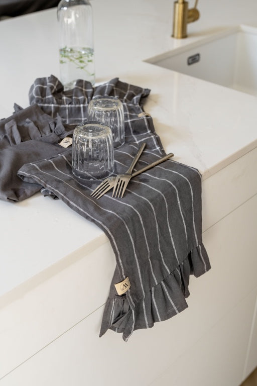 Walra Keukenset Lovely Linen Ruffles 3-delig - Antraciet