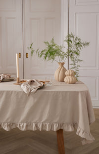 Walra Tischdecke Lovely Linen Ruffles - 1400x2400mm - Natur
