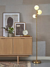 It's About Romi Stilllampe Glas/Eisen Carrara 3-Kugel L.30xH.160cm weißer Marmordruck/Gold