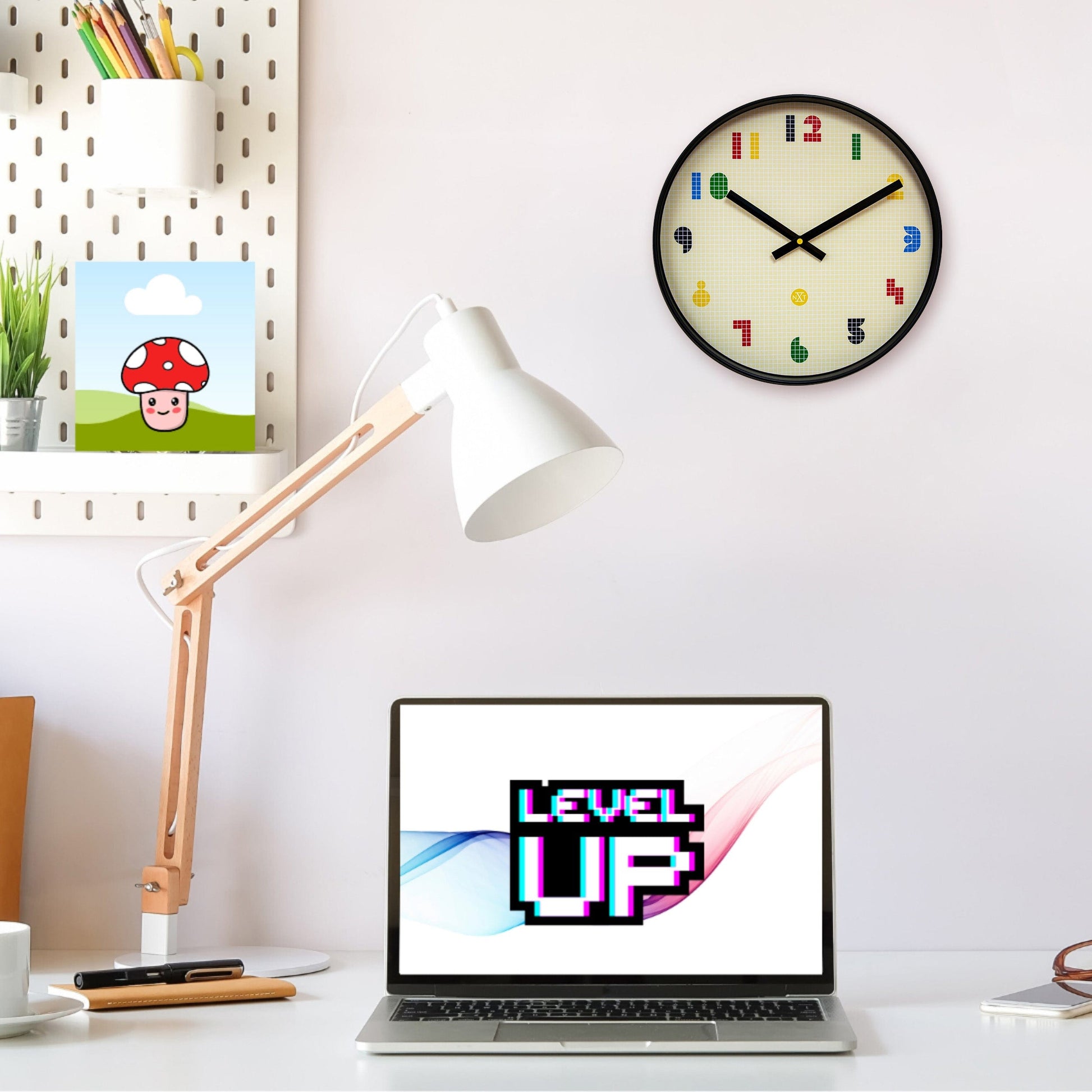 NeXtime Wandklok 35 cm - Stil - Zwart/Multikleurig - ABS - nXt 'Bit'