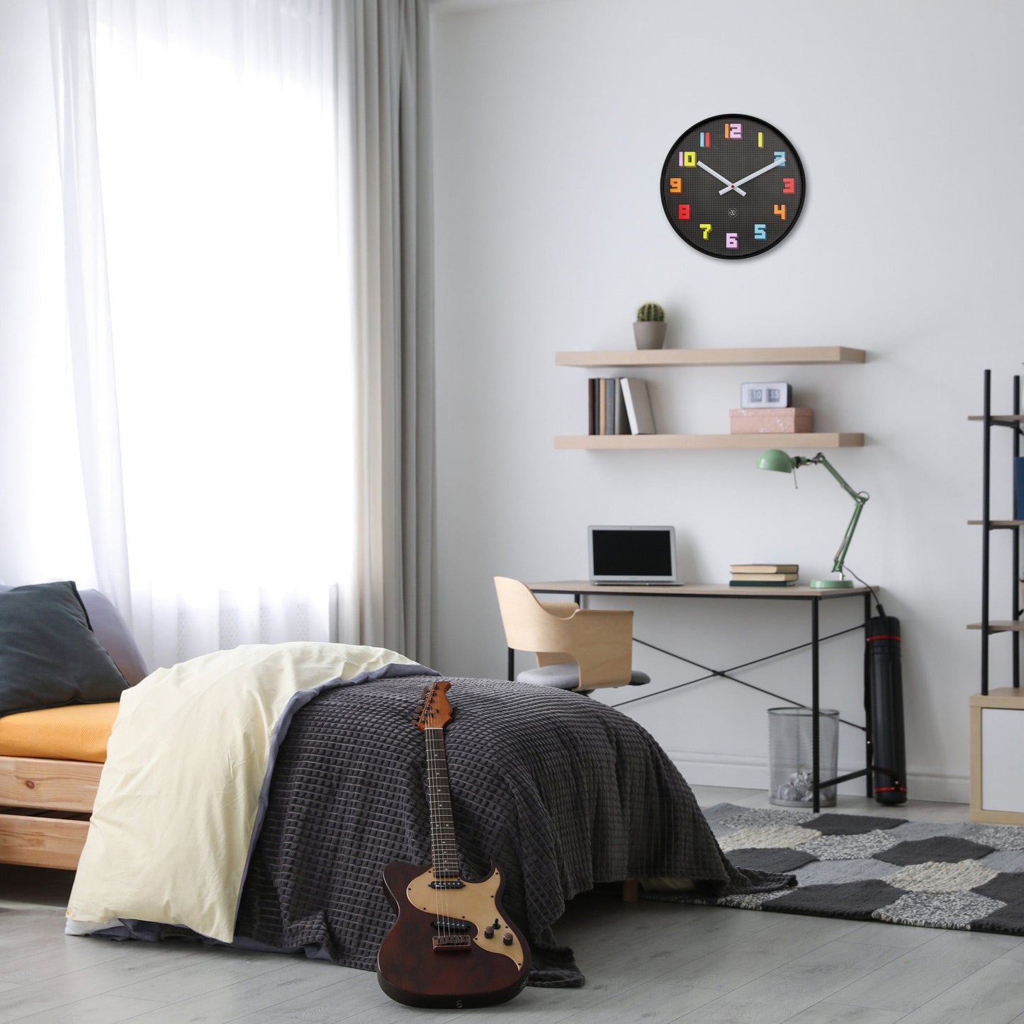 NeXtime Wandklok 35 cm - geruisloos - zwart/meerkleurig - ABS - nXt 'Game'