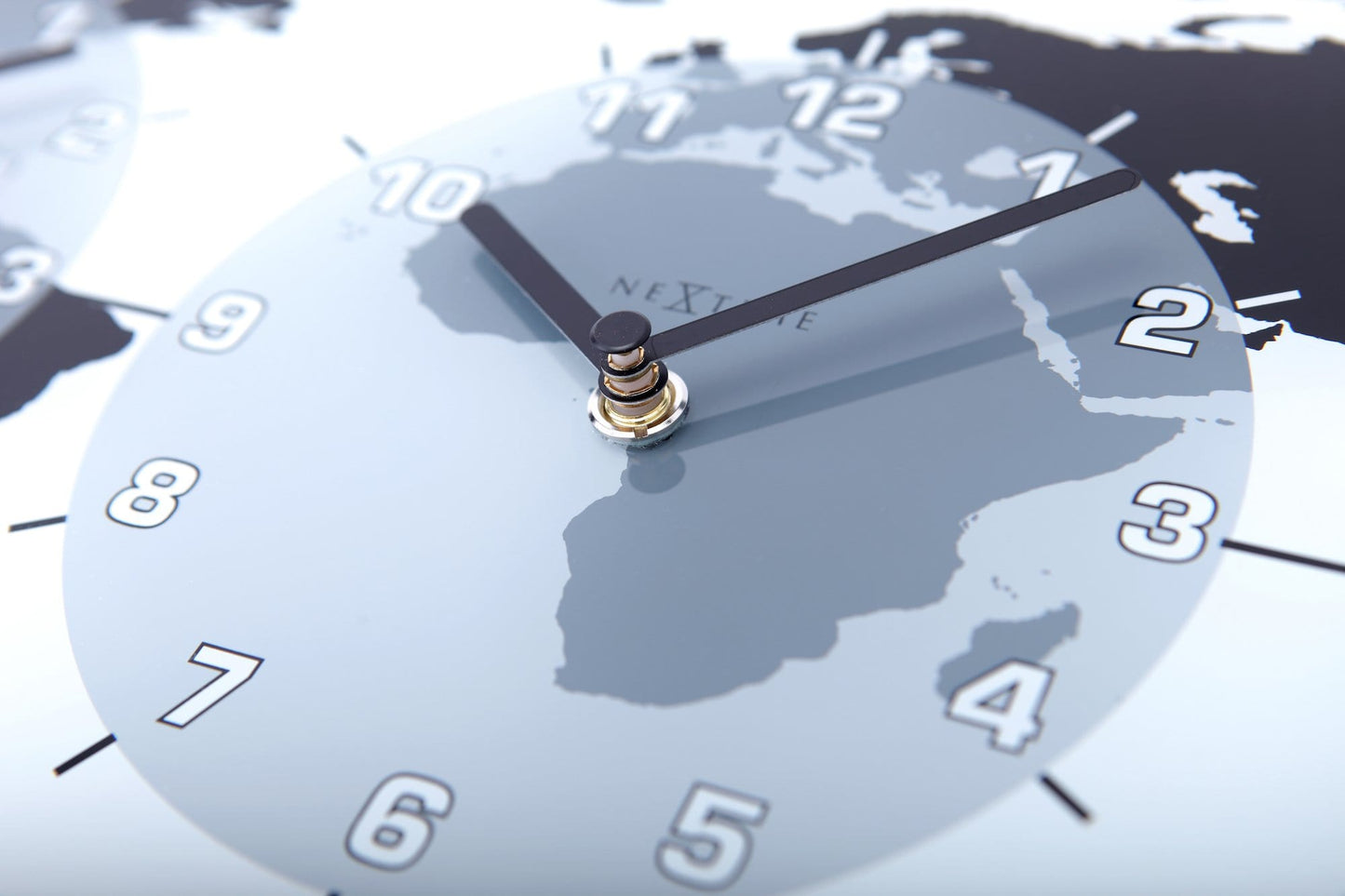 NeXtime Wandklok - 50 x 18,6 x 3,6 cm - glas - wereldklok - 'Mondial'