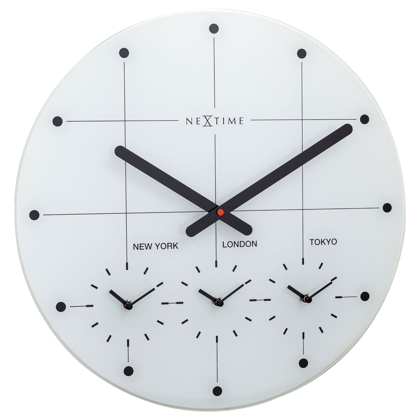 NeXtime Wandklok 43cm - Stil - Glas - "Big City"