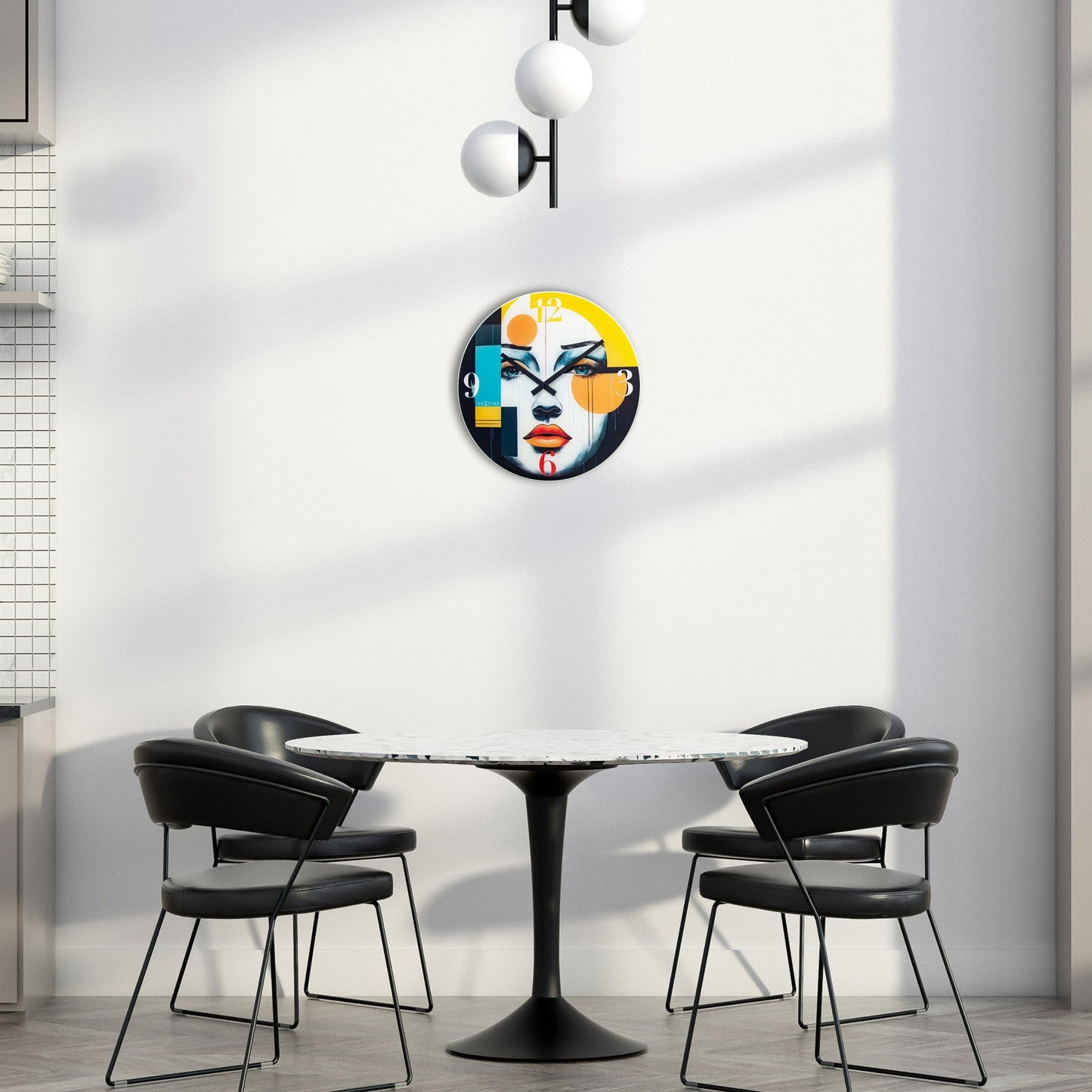 Wandklok 43cm-Stil-Multicolor-Glas-NeXtime 'Vogue'