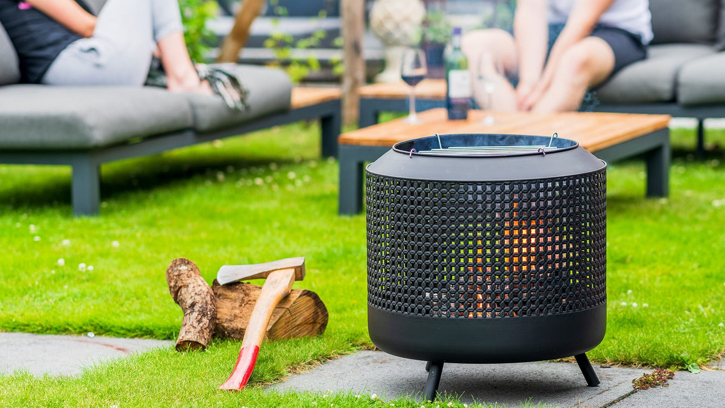 RedFire Midland fire pit with barbecue grill black