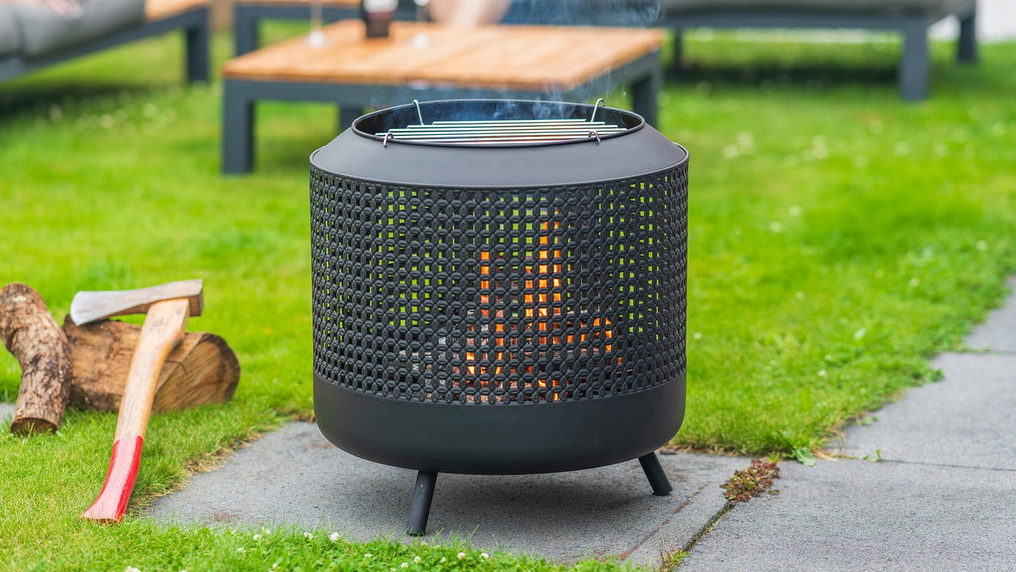 RedFire Midland fire pit with barbecue grill black