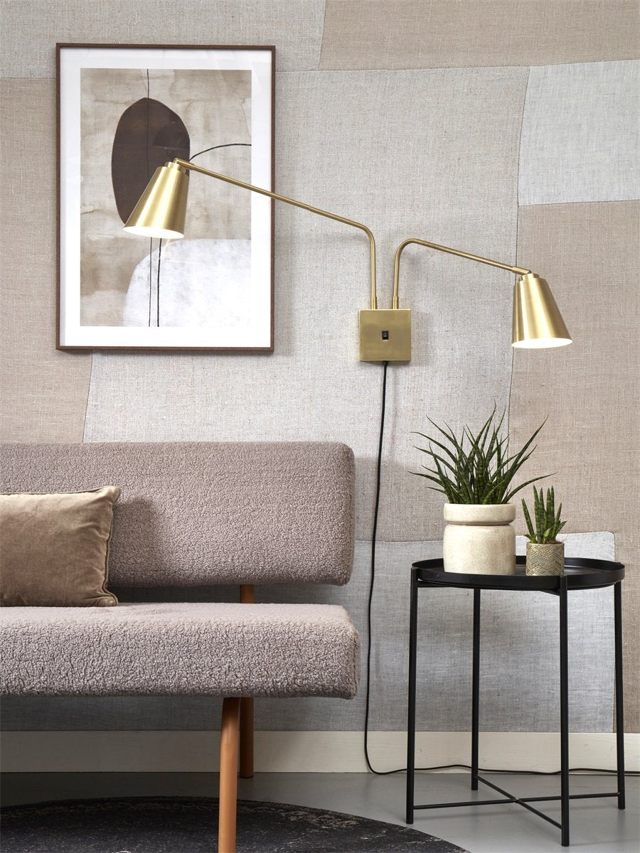 It's About Romi Wandlamp ijzer Bremen 2-arm h.45xl.130cm/kap 18x15cm, goud