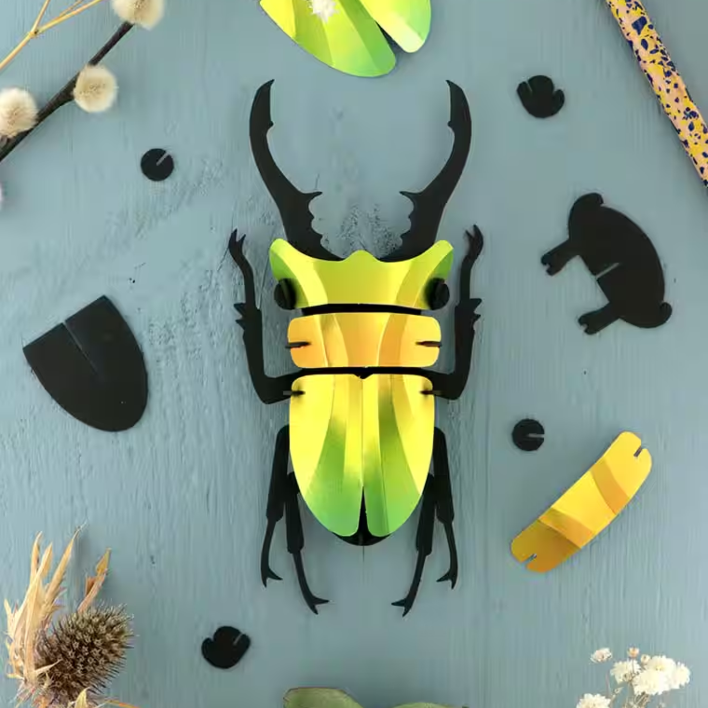 Assembli 3D-puzzel Vliegend Hert Mango Groen Stag Beetle met losse onderdelen