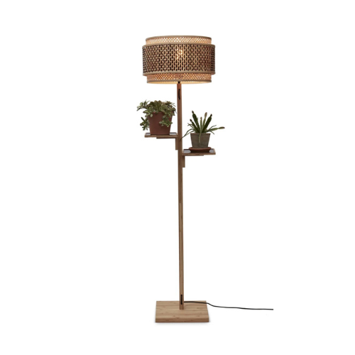 Good&Mojo Vloerlamp Bhutan/plank bamboe h.160cm/kap 40x25cm zw/nat.. nat.
