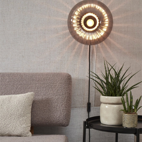 It's About Romi Wandlamp glas Brussels rond dia.27x14cm, antraciet