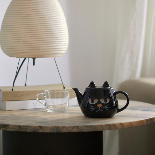 Balvi Teekanne Wake Cat, schwarze Keramik