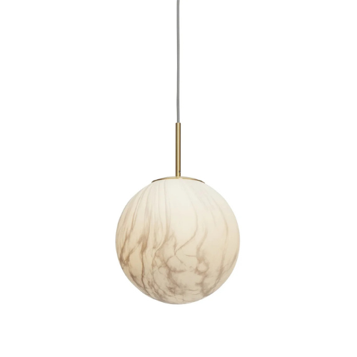 It's About Romi Hanglamp glas/ijzer Carrara bol dia. 28x42cm wit marmerprint/goud, L
