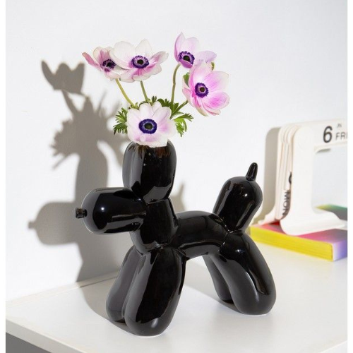 DOIY Bobby Vaas - Keramische ballonhond vaas op tafel met bloemen