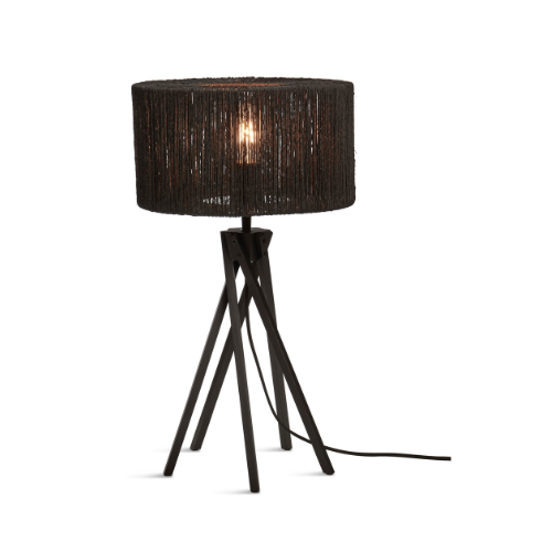 Good&Mojo Tafellamp Iguazu 5-poot bamboe zw. h.45cm/kap 30x16cm jute. zw.