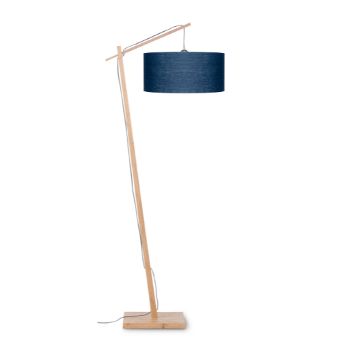 Good&Mojo Vloerlamp Andes bamboe h.176cm/kap 47x23cm eco linnen, blue denim