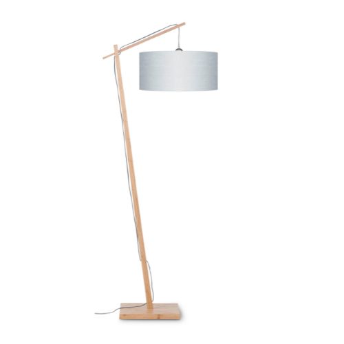 Good&Mojo Vloerlamp Andes bamboe h.176cm/kap 47x23cm eco linnen, lichtgrijs