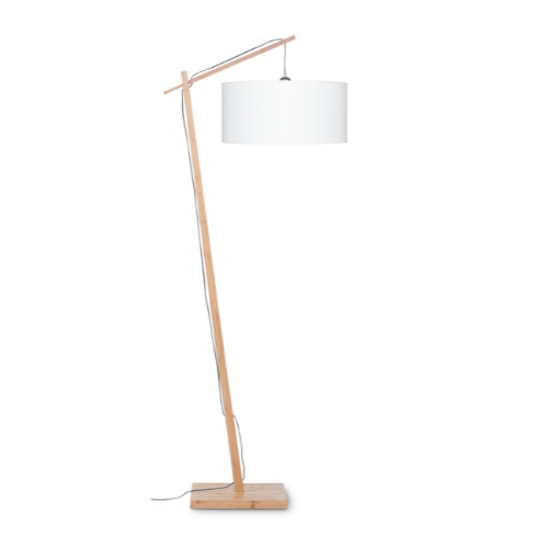 Good&Mojo Vloerlamp Andes bamboe h.176cm/kap 47x23cm eco linnen, wit