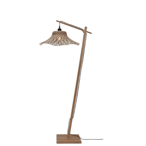 Good&Mojo Vloerlamp Ibiza S bamboe wavy nat. h.150cm/kap 50x15cm. zw/nat.