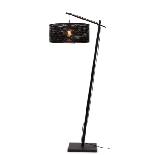 Good&Mojo Vloerlamp Java bamboe zw. h.176cm/kap dia.50xh.22cm. zw.