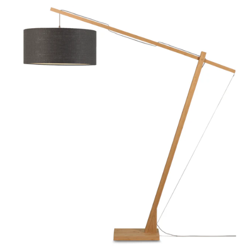 Good&Mojo Vloerlamp Montblanc bamboe h.207/kap 60x30cm eco linnen, donkergrijs
