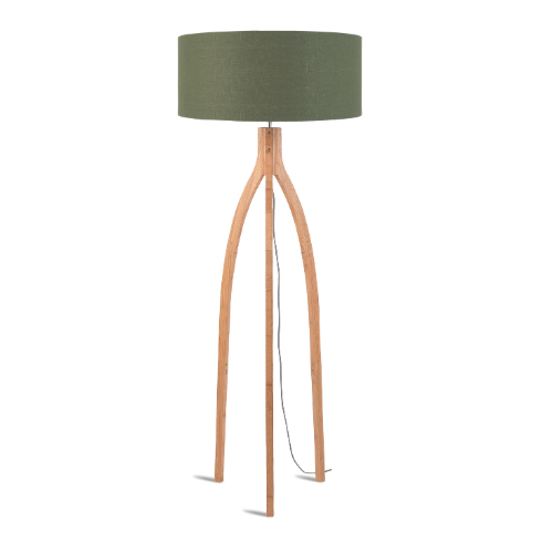 Good&Mojo Vloerlamp bamboe Annapurna 6030, linnen green forest