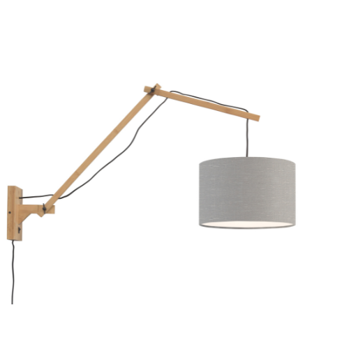 Good&Mojo Wandlamp Andes bamboe nat./kap 33x20cm ecolin. l.grijs, L