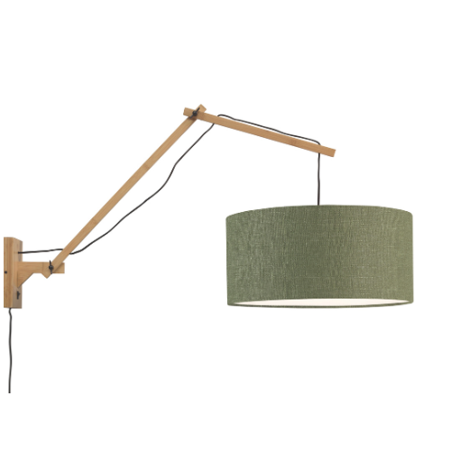 Good&Mojo Wandlamp Andes bamboe nat./kap 47x23cm ecolin. gr.forest, L