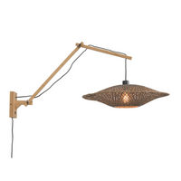 Good&Mojo Wandlamp Bali bamboe nat./kap 60x15cm zw./nat., L