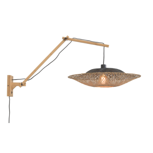 Good&Mojo Wandlamp Kalimantan nat./kap dia.60x15cm zw./nat. L