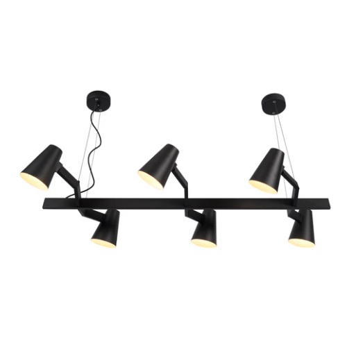 Hanglamp ijzer Biarritz 6-arm l.120xb.65cm verstelbaar, zwart
