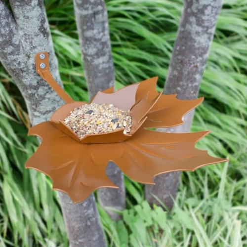 Heeej Leaf Me vogevoederschaal bruin wandmontage