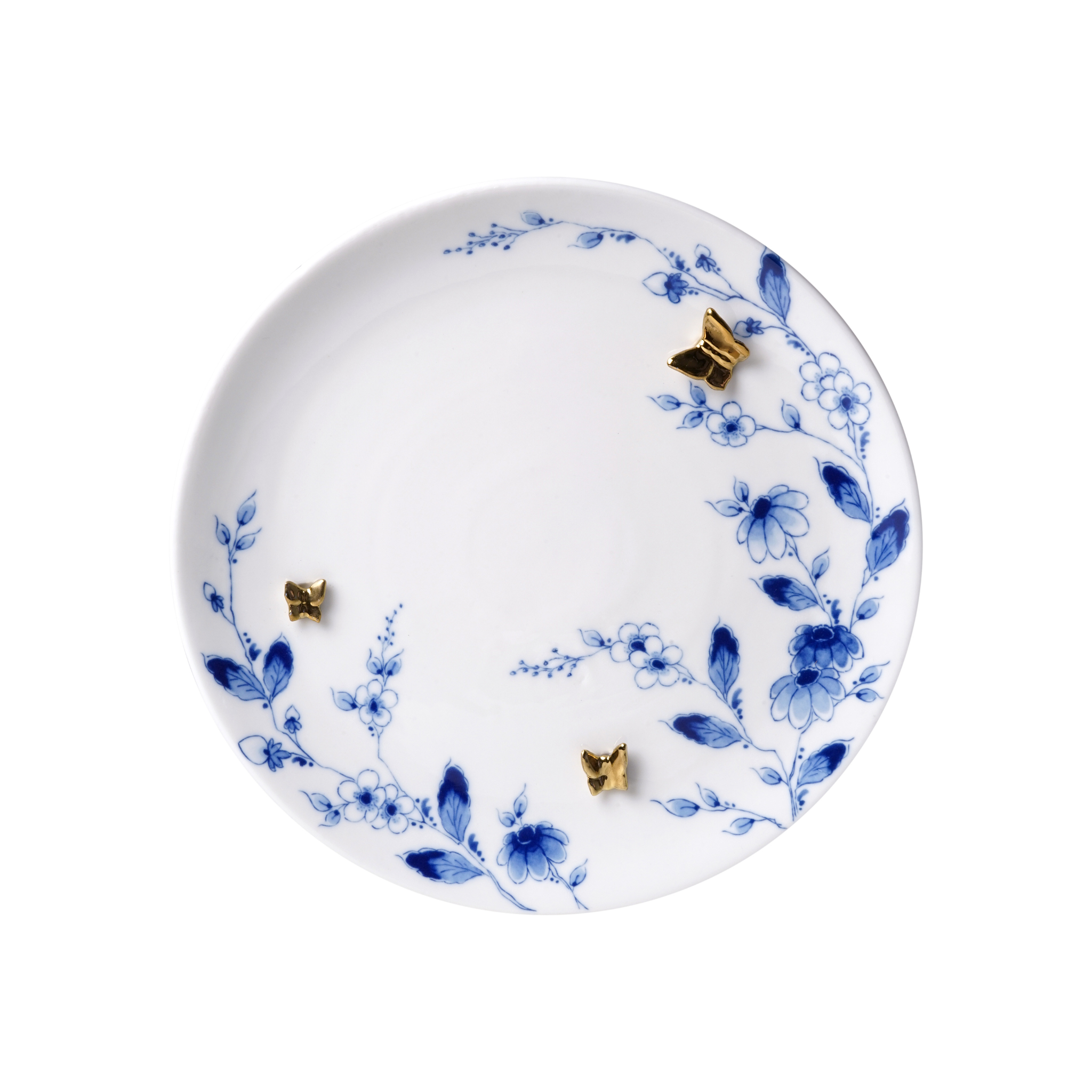 Heinen Delfts Blauw wandbord Vlindergoud 26,5 cm